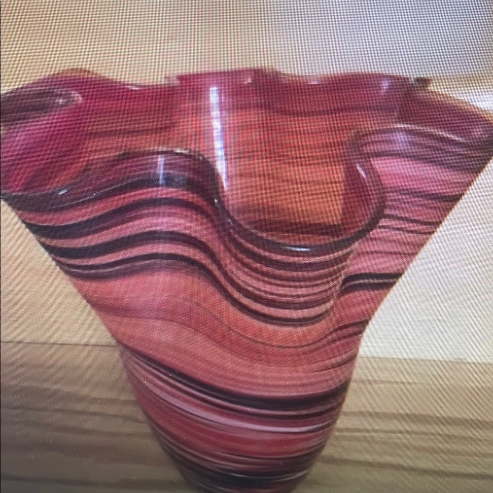 Elegant Pink Striped Glass Vase